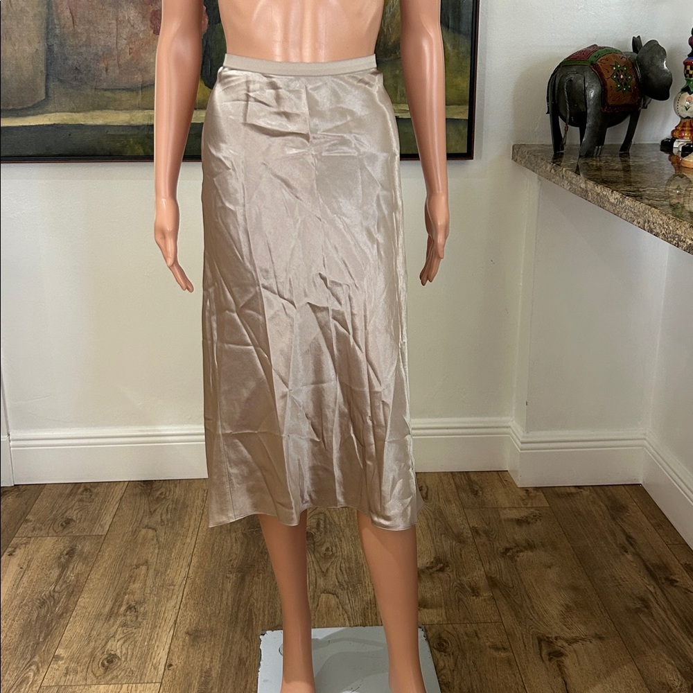 Vince champagne satin midi skirt